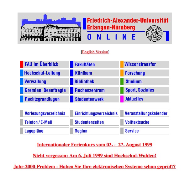 1995: Der erste eigene Webauftritt der Universität geht online.