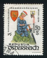 Briefmarke mit einem Bild von Walther von der Vorgelweide