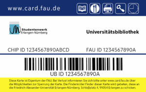 Studierendenkarte FAUcard Rückseite