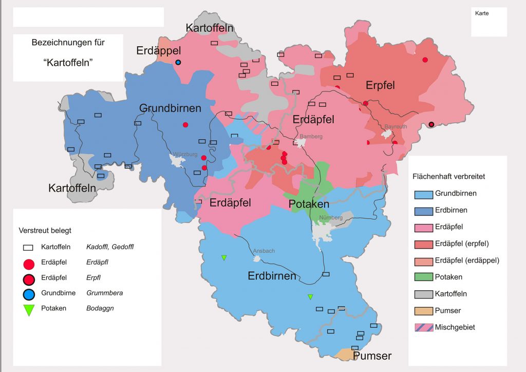 Grafik: Wie sagt man wo in Franken zur Kartoffel?