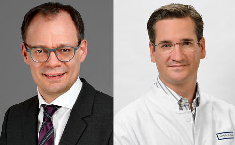 Prof. Dr. Robert Grützmann und Dr. Georg Weber aus der Chirurgie des Uniklinikums Erlangen (Bild: Uniklinikum Erlangen)