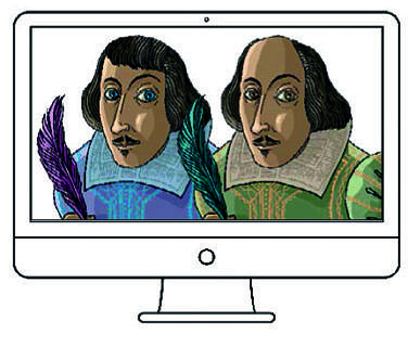 2 Bilder von Shakespeare in einem Monitor