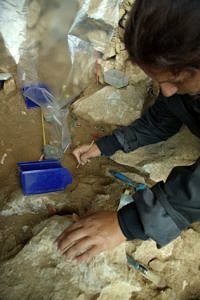 Excavations in the Chagyrskaya cave