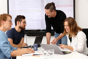 Team at a table