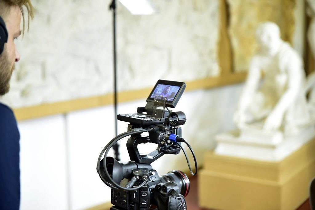 Camera filming in antique and classical collection