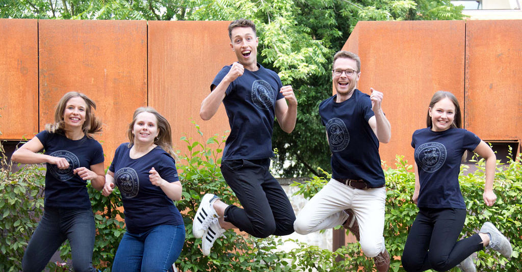 Students jumping