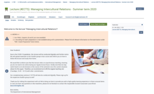 Beispiel einer abwechslungsreichen Online-Lehre: "Managing Intercultural Relations" aus dem Sommersemester 2020.