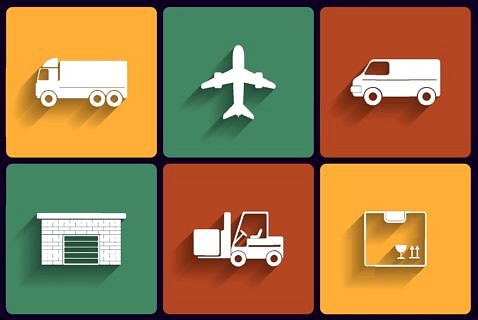 Sechs Logistik-Icons