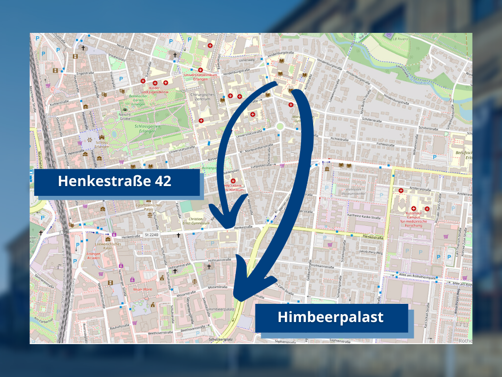 Map showing new location of the Humanities Center.