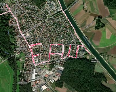 FAU-Schriftzug in GPS-Wegstrecke