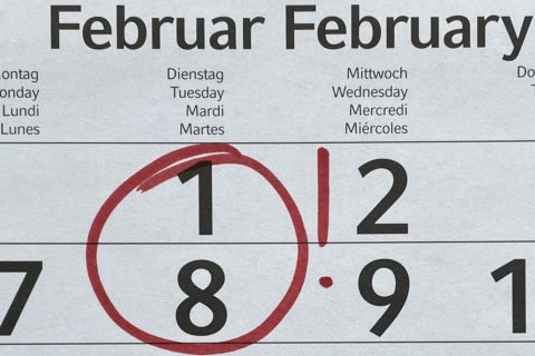 Kalender Datum Rückmeldung eingekreist