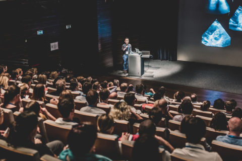 Votrag mit Publikum und Leinwand