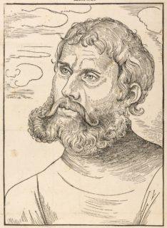 Martin Luther als Junker Jörg im Holzschnitt von Lucas Cranach d. Ä., 1522 (Bild: KKL)