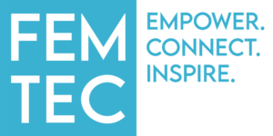 Femtec-Logo mit Text "Empower. Connect. Inspire." 