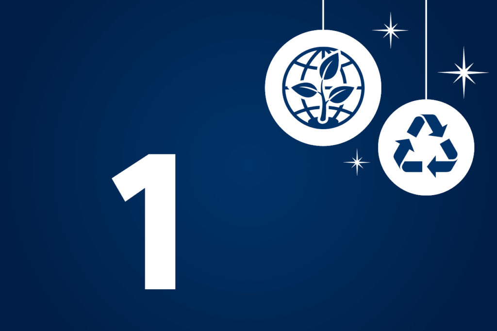 Auf blauem Hintergrund steht in weiß die Zahl 20 sowie das Recycling-Symbol und eine Weltkugel.