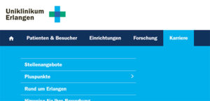 Screenshot website Uniklinikum