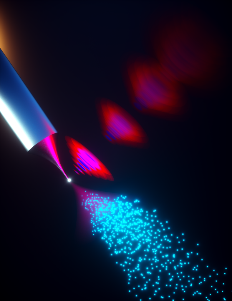 Grafik eines blauen und roten Laserpulses