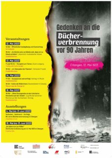 Plakat Gedenken an die Bücherverbrennung vor 90 Jahren der Stadt Erlangen und der FAU