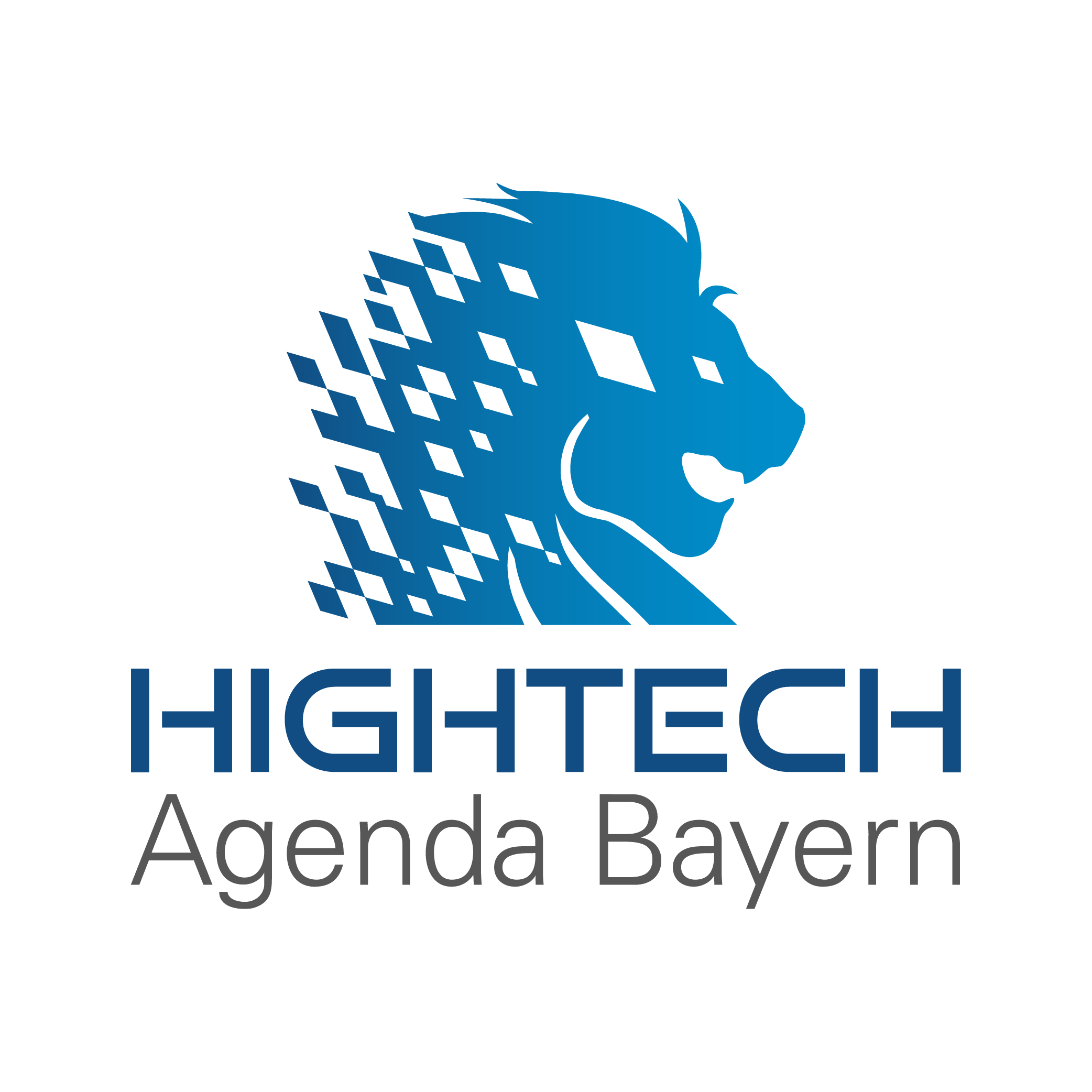 Logo der Hightech Agenda Bayern, ein Löwenhaupt. 
