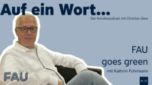 Grafische Darstellung des Podcasts "Auf ein Wort" mit einem Bild von Kanzler Christian Zens.