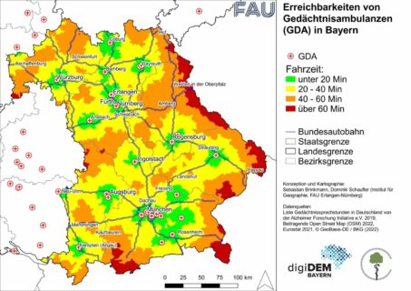 Übersicht: „Erreichbarkeit von GDA in Bayern“