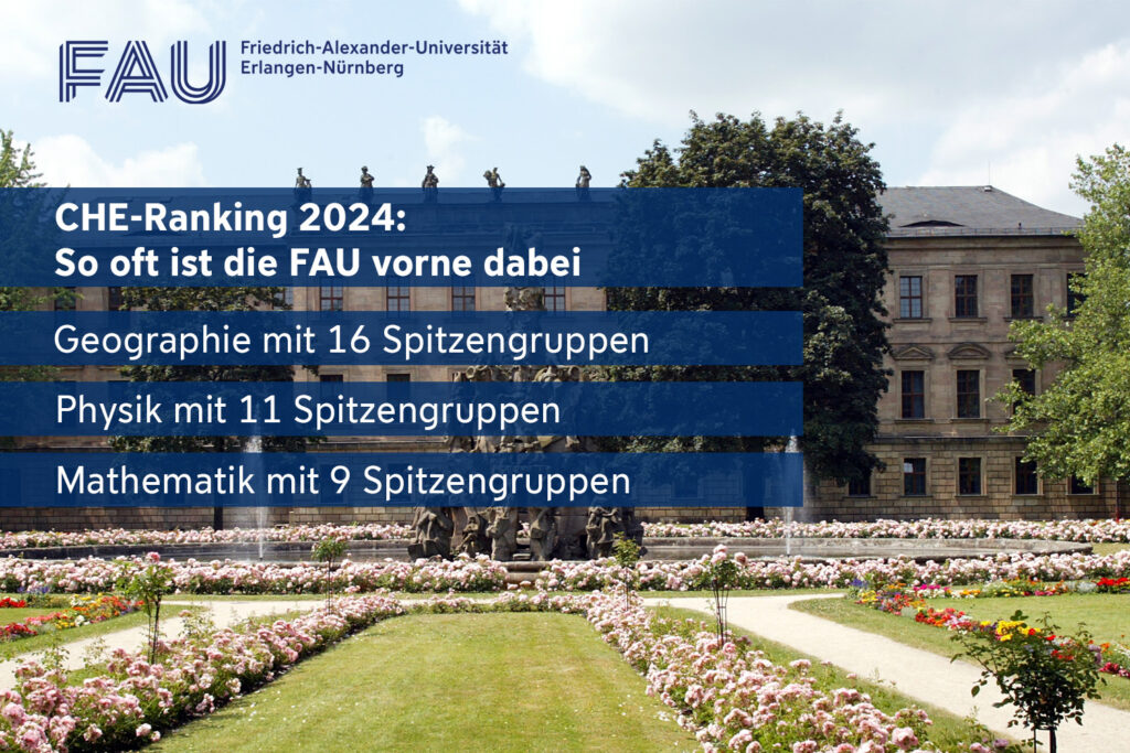 Im neuen Ranking des Centrums für Hochschulentwicklung (CHE) – dem umfassendsten Hochschulvergleich im deutschsprachigen Raum – geben die Studierenden der Friedrich-Alexander-Universität Erlangen-Nürnberg (FAU) ihrer Uni Spitzennoten.
