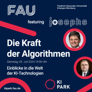 Die Veranstaltung „Die Kraft der Algorithmen – Einblicke in die Industrie“ findet am Dienstag, den 09. Juli 2024 um 19:00 Uhr im JOSEPHS statt. 
Unsere Diskussionspartner sind Prof. Dr. Joachim Hornegger, Präsident der Friedrich-Alexander-Universität Erlangen-Nürnberg (FAU), Prof. Dr. Siegfried Russwurm, Präsident des Bundesverbands der Deutschen Industrie (BDI) und ein Vertreter des ZOLLHOF in Nürnberg.  
