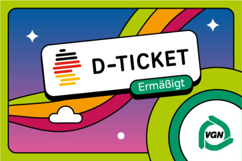Grafik: Auf grünem Hintergrund steht: D-Ticket ermäßigt