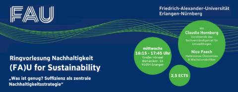 Grafik zur Ankündigung der Ringvorlesung Nachhaltigkeit im Sommersemester 2025.