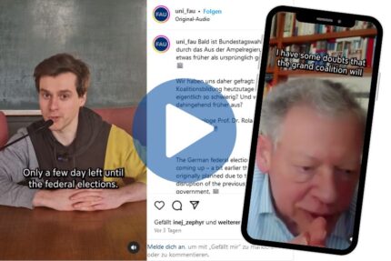 Instagram-Moderator, Kommentarpsalte und Professor Sturm in Handybildschirm