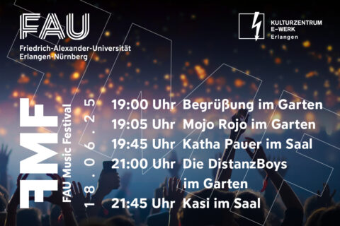 Zum Artikel "Timetable: FAU Music Festival am 18. Juni im E-Werk"