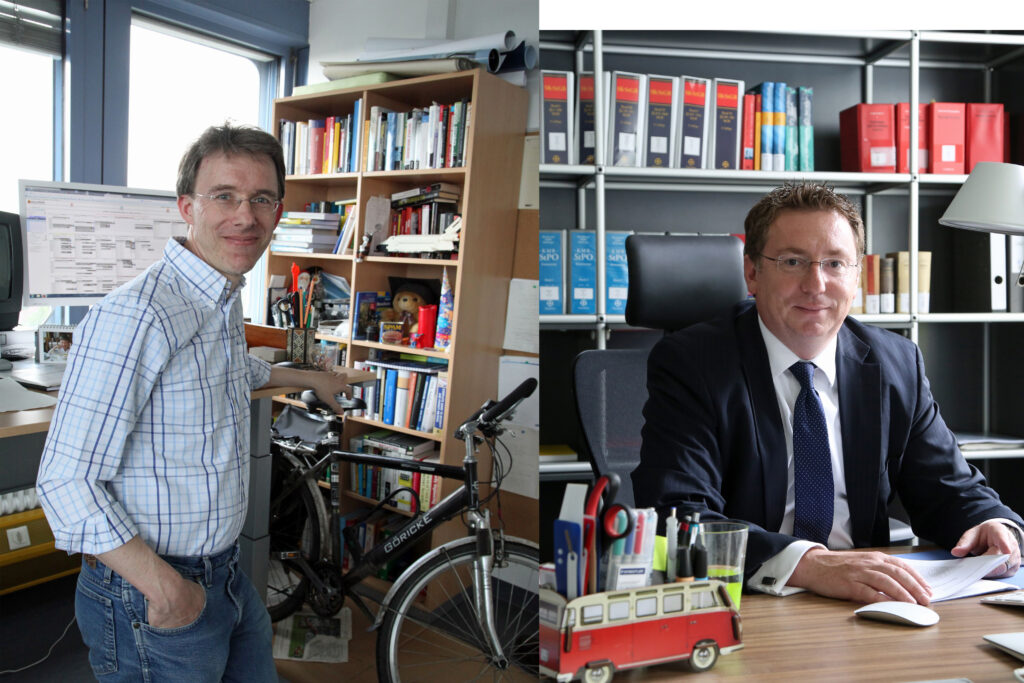 Prof. Dr. Felix Freiling (links), Prof. Dr. Christoph Safferling (rechts). (Bilder: FAU/Georg Pöhlein)