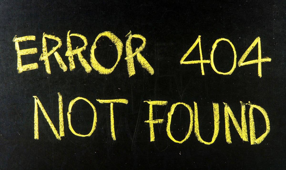 Bild mit der Aufschrift: Error 404 not found