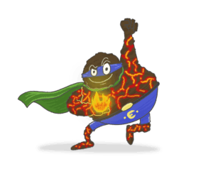 Illustration: Erdwärme als Superheld.