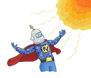 Illustration: Photovoltaikanlage als Superheld.