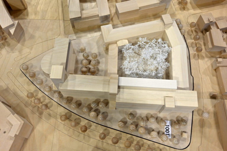 Ein Garten und ein Bücherregal