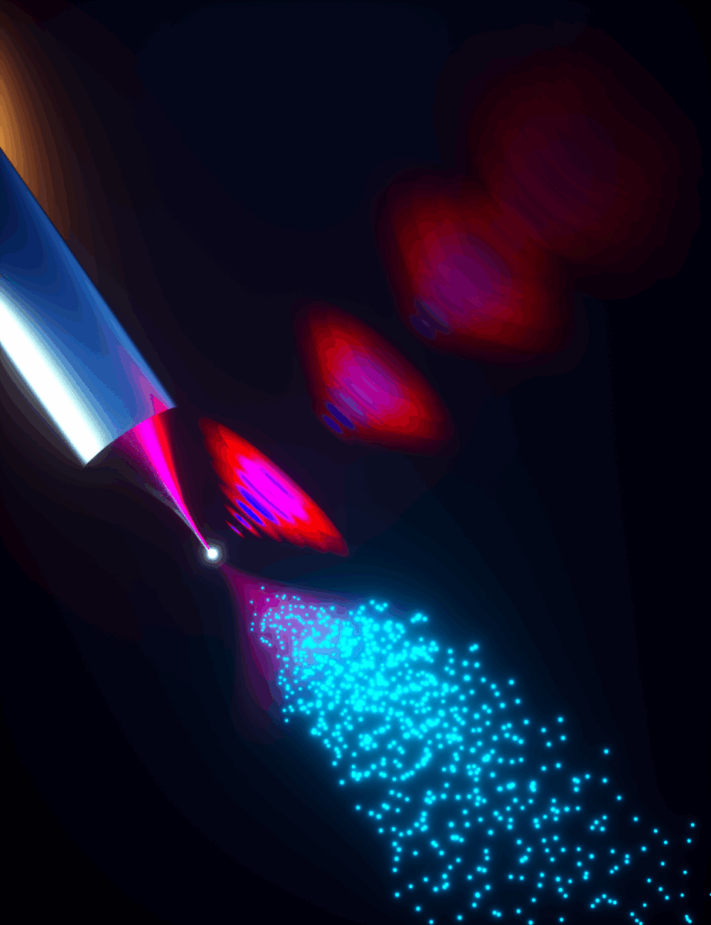 Grafik eines blauen und roten Laserpulses