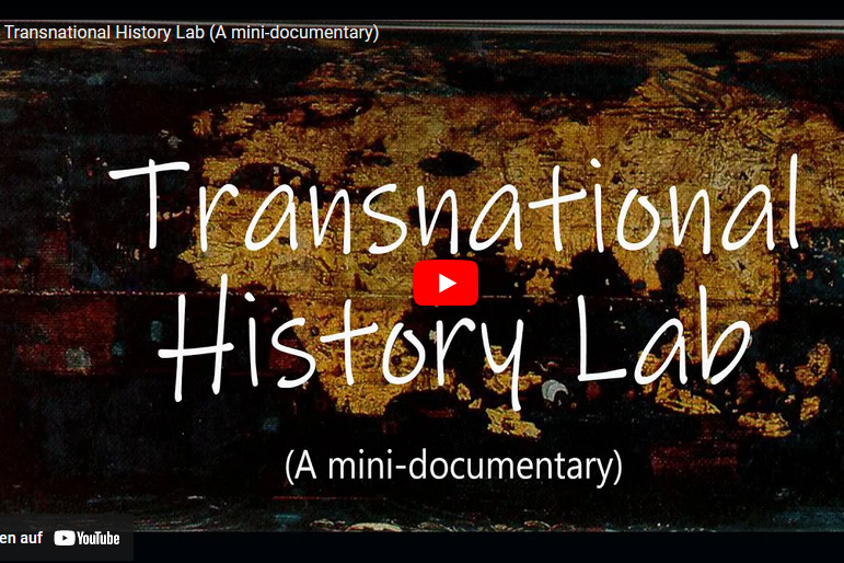 Screenshot eines YouTube Videos des Lehrstuhls für Science, Technology und Gender Studies der Friedrich-Alexander-Universität Erlangen-Nürnberg (FAU). Abgebildet: Eine Karte mit der Schrift "Transnational History Lab (A mini-documentary).