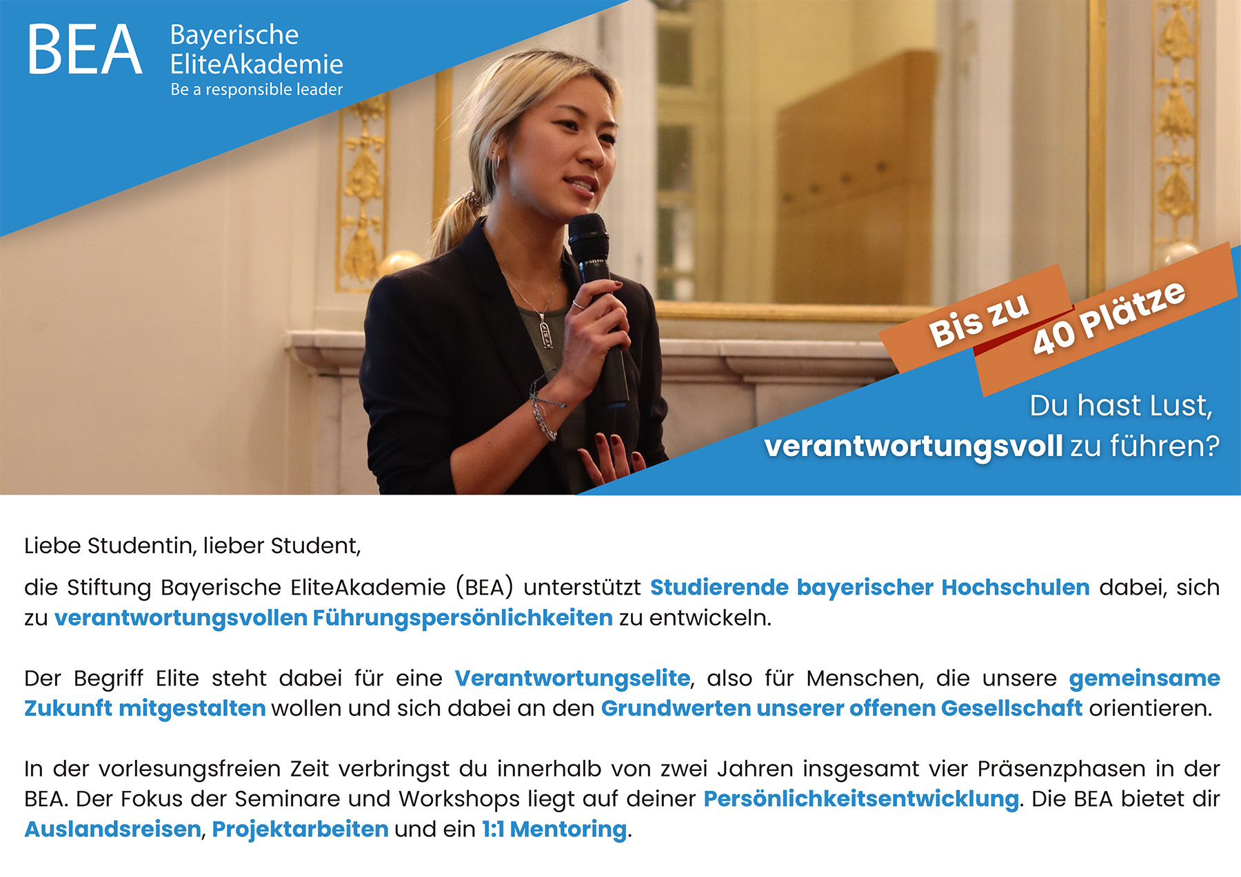 Slide für eine Bewerbung bei der Bayerischen EliteAkademie