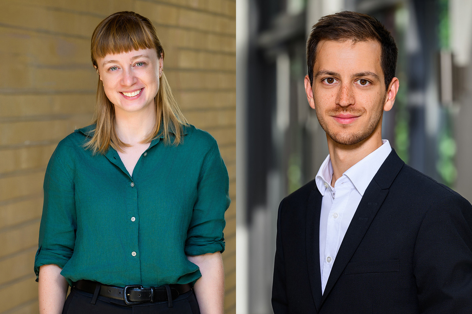 FAU-Nachwuchsforschende wurden ausgezeichnet mit dem Deutschen Studienpreis der Körber-Stiftung. Im Bild: Die Gewinnerin Silvia Weko und der Gewinner Tobias Weitz in einer Bild-Collage.