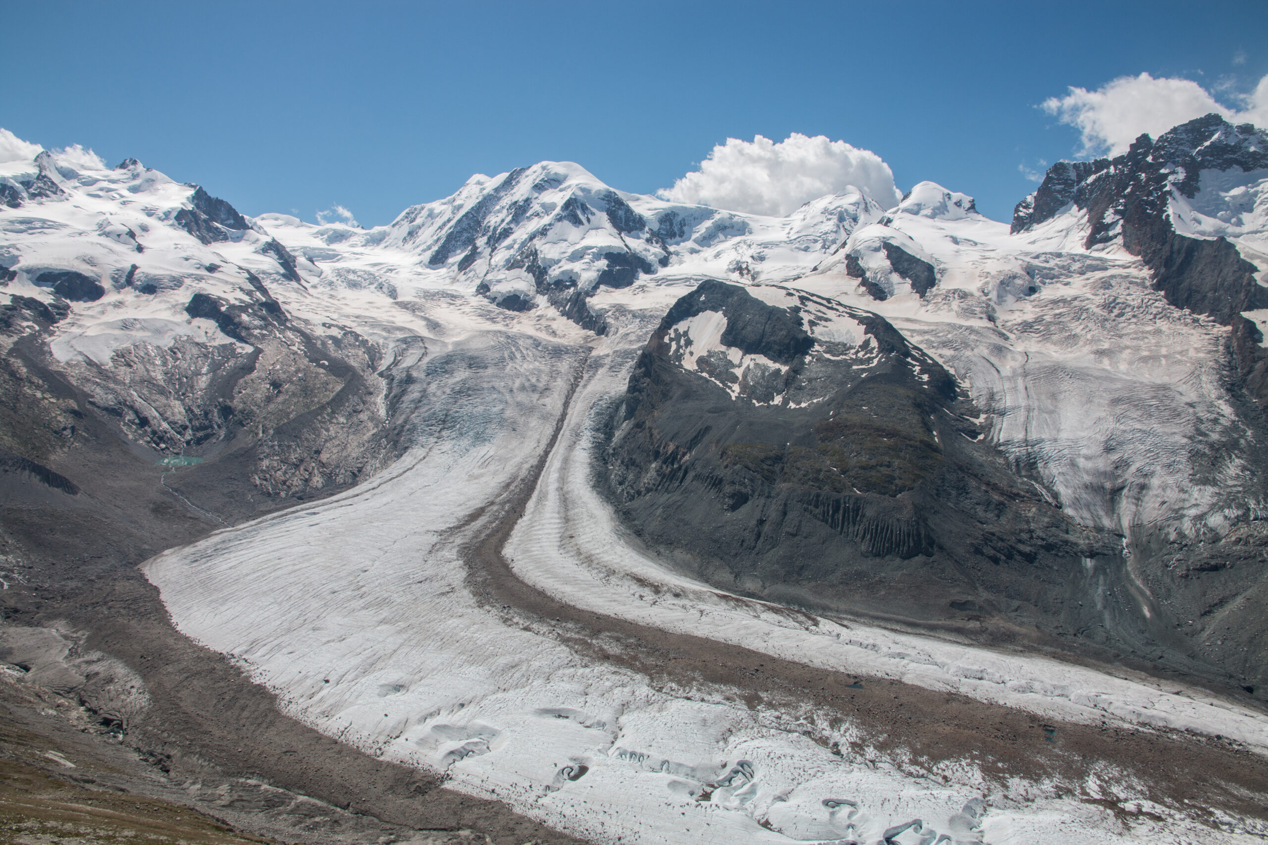 Blick auf den Lyskamm mit Grenzgletscher, Alpen.