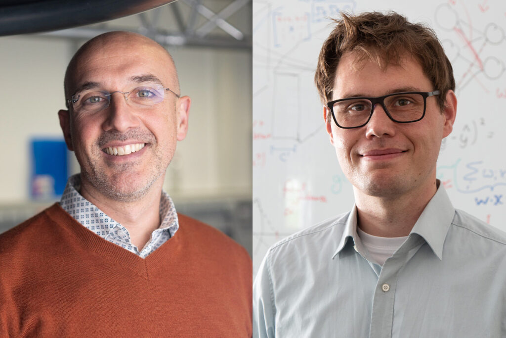 Porträts von Alessio Attardo vom Leibniz-Institut für Neurobiologie (links) und Andreas Kist von der Friedrich-Alexander-Universität Erlangen-Nürnberg (FAU)