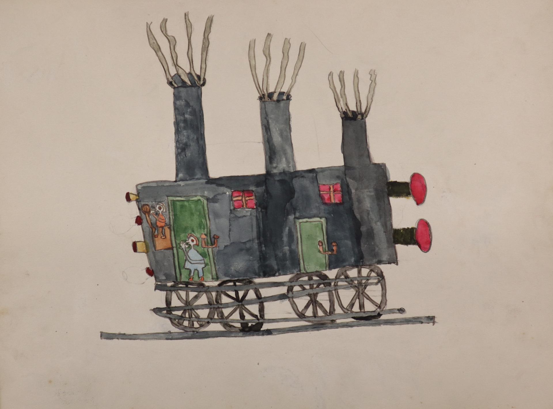 Kinderzeichnung: Lokomotive