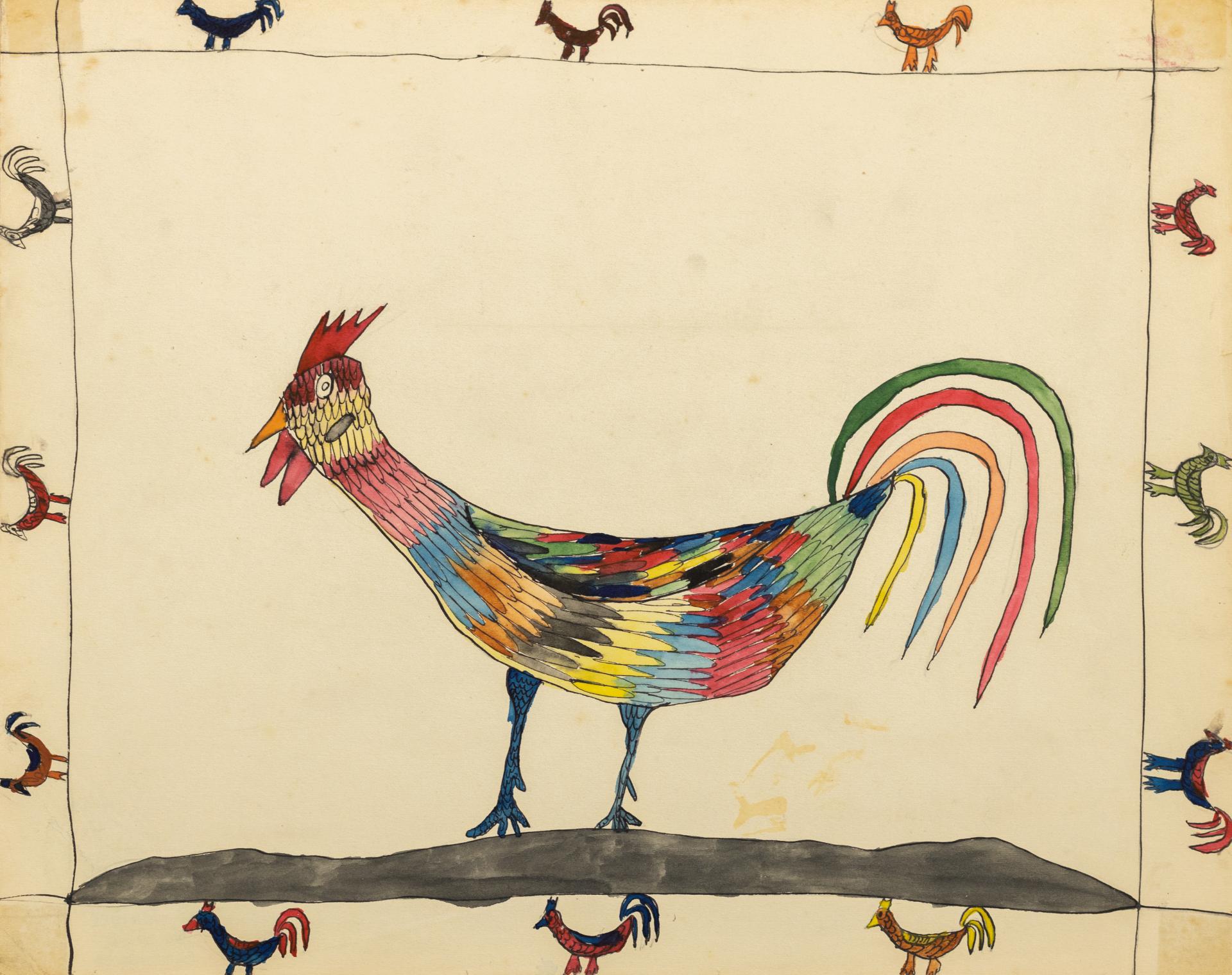 Kinderzeichnung: Hahn