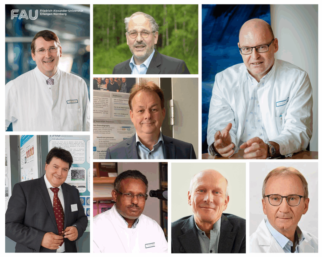 Diese acht Forschenden der FAU gehören in ihrem Fachgebiet zu den meistzitierten 50 Forschenden weltweit: Georg Schett, Abbas Agaimy, Markus F. Neurath, Donat-Peter Häder, Aldo R. Boccaccini, Manfred Rauh, Matthias Thommes, Wolfgang Kiessling