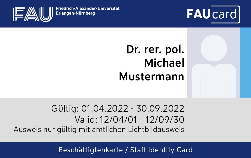 FAUcard für Beschäftigte. Der Link führt auf eine Seite im Intranet.