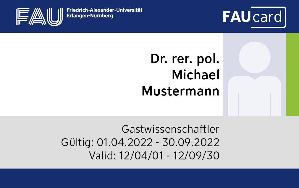 FAUcard für Gäste. Der Link führt auf eine Seite im Intranet.