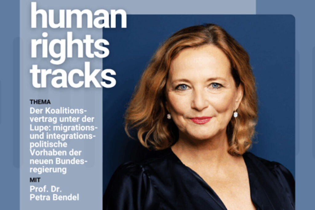 Podcastcover mit Prof. Petra Bendel
